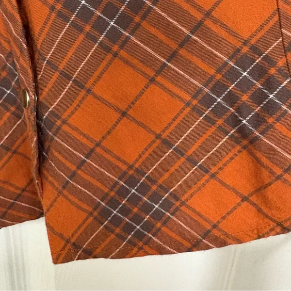 Harley Davidson Orange Plaid Short Sleeve Button Up‎ Size Medium - Image 4