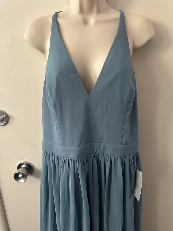 Lulu's Dusty Blue Spaghetti Strap Maxi Dress - Image 6