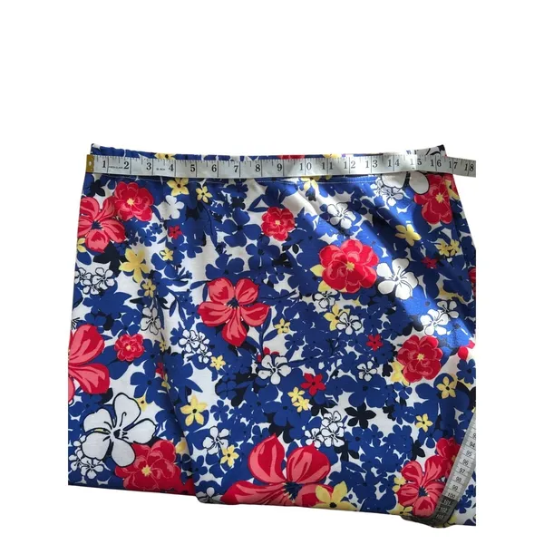 Talbots Womens Blue Red‎ Floral Elastic Waist A-Line Skirt Size M - Image 6