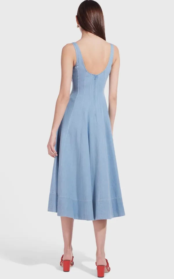 Staud wells dress in light denim - Image 5
