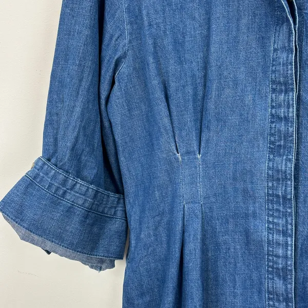 Madewell Denim Pleated Mini Shirtdress Bouvier Wash Blue Long Sleeve US 8 NWT - Image 15