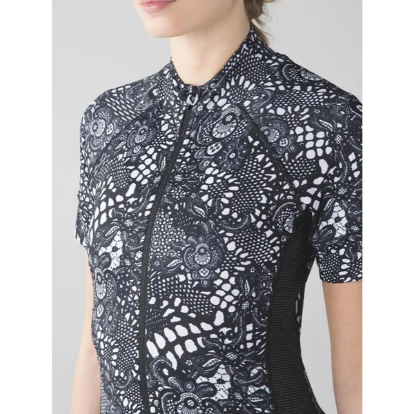 Lululemon Shift Happens Jersey Maxi Pretty Lace White Black Women's Sz 10 - Image 2