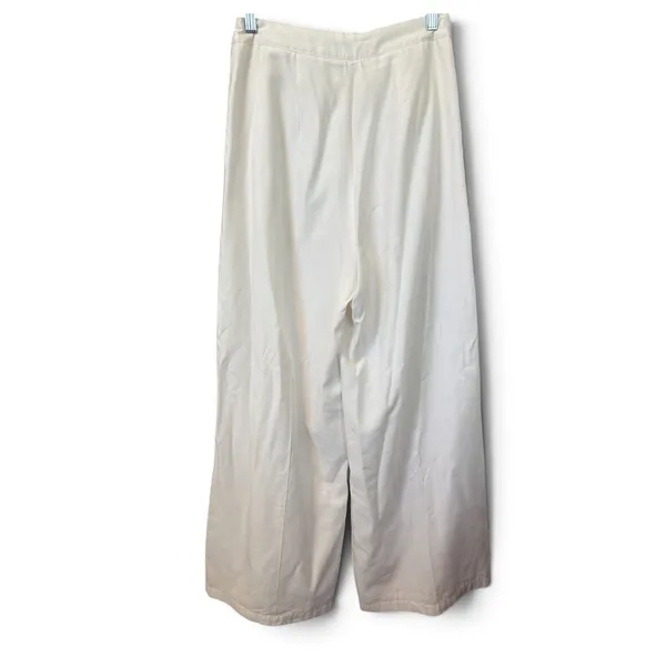 DO+BE White Wide Leg Pleated‎ High Rise Trousers Pants Womens Medium - Image 2