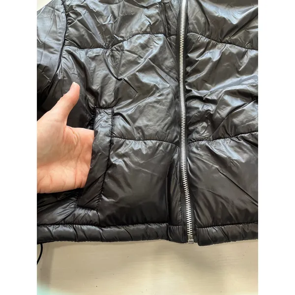 ANWND Cropped‎ Puffer Jacket Full Zip Quilted Lightweight Black Size S - Image 4
