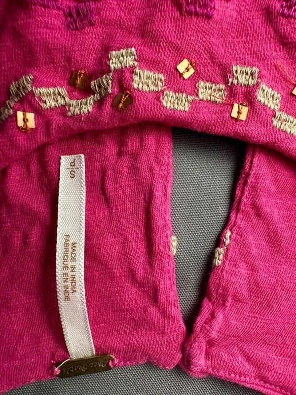 Free People Embroidered Beaded Tunic Top Pink Boho Sleeveless Size Small - Image 7