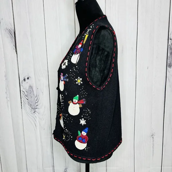 Designers Originals Studio Christmas Sweater Vest Size S Snowman Vintage - Image 7
