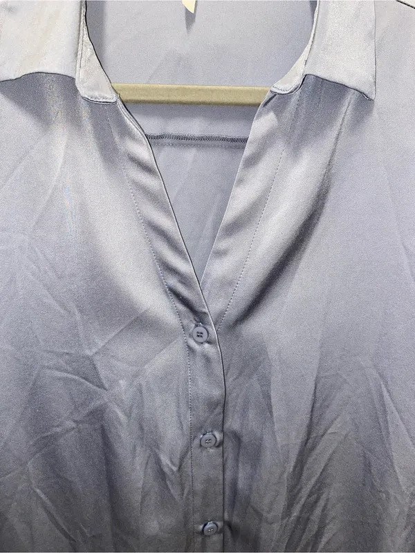 HALARA Women's Satin Button-Front Blouse — Light Blue - Image 7