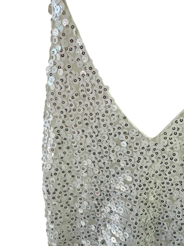 NWT Lulus White Sequin Mini Slip Dress Spaghetti Strap Party Size XXS - Image 3