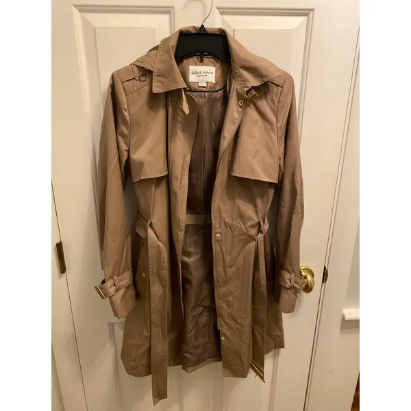 Cole Haan Belted Trench Coat Women Small Taupe Khaki Water Resistant Jacket NWOT - Image 3