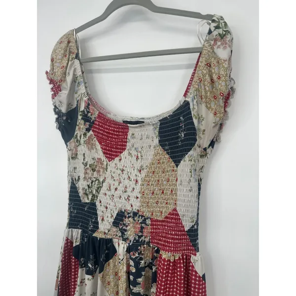 Urban Outfitters Maxi Dress Womens L Patchwork Smocked Boho Cottagecore Prairie - Image 3