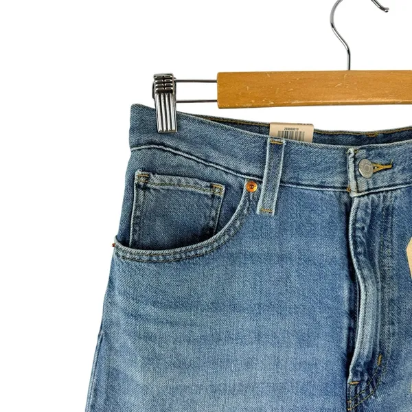 Levi's High Waisted Straight Mom Jeans Style 26986-0010 Eco Blue Size 30 Rigid - Image 5