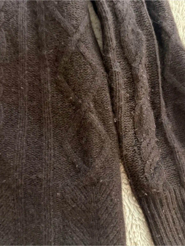 C by Bloomingdale’s Cable Knit Cashmere Sweater Brown Size L - Image 4