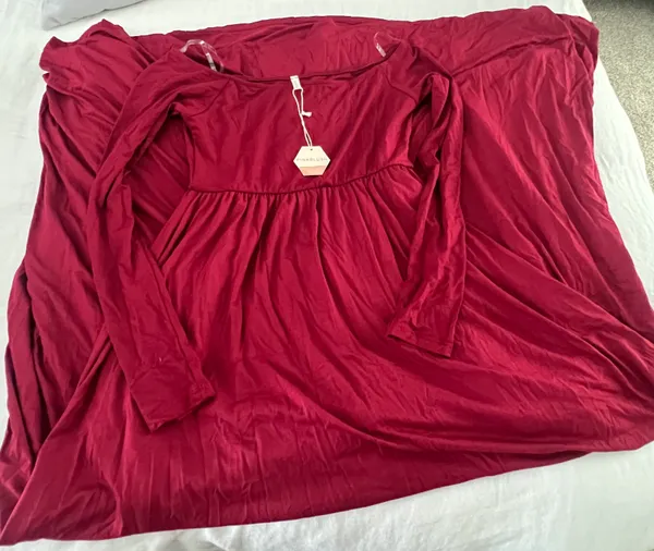 Pinkblush Burgundy Off Shoulder Maternity Dress - Image 2