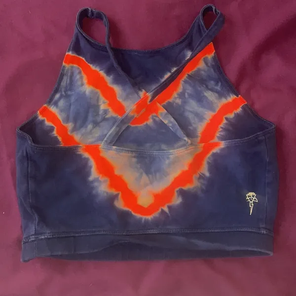 Electric Rose (REVOLVE) Grayson Crop Top Indigo Blue and Red Tie Dye - Image 4