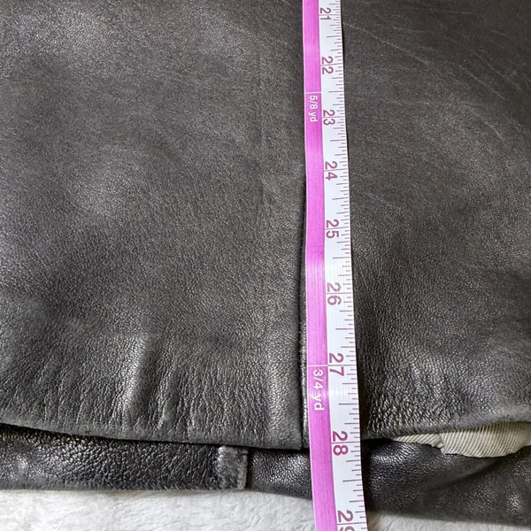 Gallery Womens Size Large Black Genuine Leather Jacket Button Front Blazer - Image 9