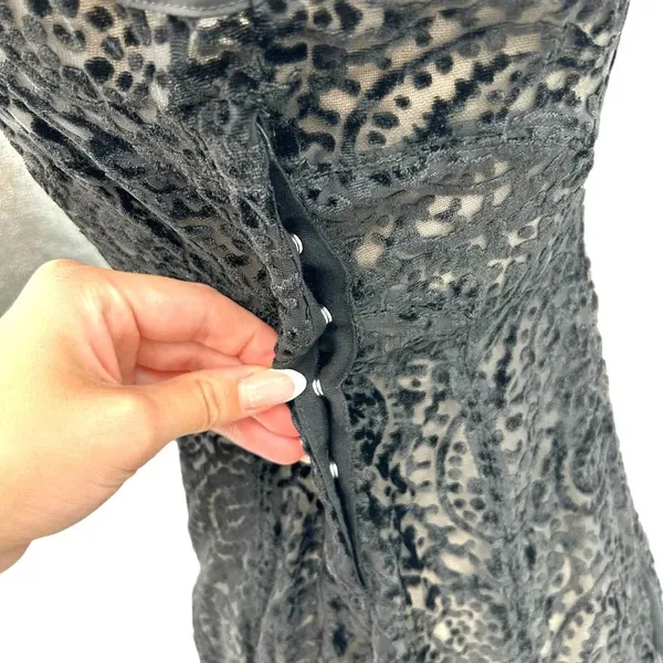 Free People Intimately Black‎ Burnout Velvet Slip Dress Size XS - Image 4