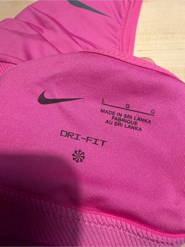 Nike Hot Pink Racerback Sports Bra with Swoosh Large - Image 4