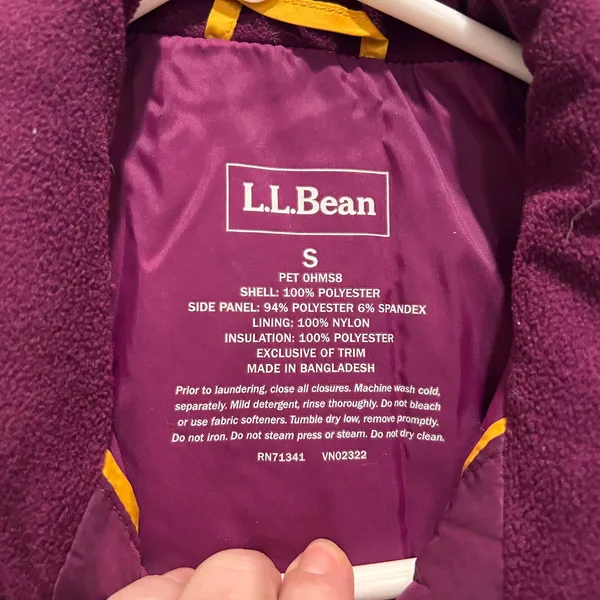LL Bean Fleece Lined PrimaLoft Quilted Vest Womens‎ Small Magenta Berry Gorpcore - Image 6