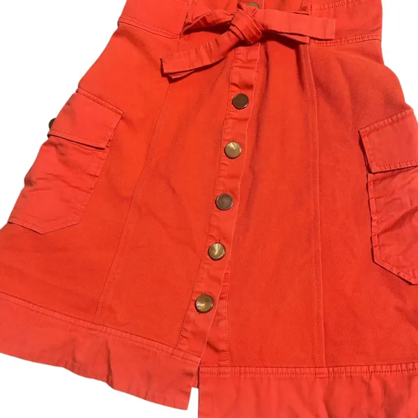 Diane‎ Von Furstenberg Orange Button Front Belted Cargo Dress Size 4 - Image 3
