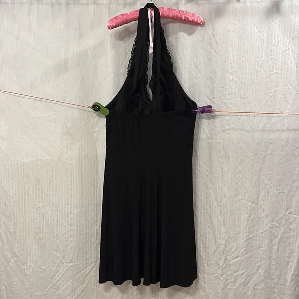 Vintage Onyx Night Ruffle Neckline Halter Dress - Image 2