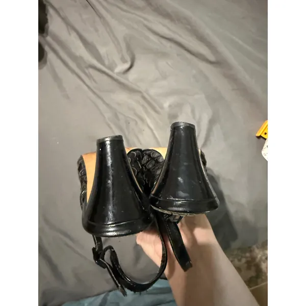 Tacoo‎ Footcare Black Slingback Size 6.5 Women Heels 3" Point Closed Toe Mesh - Image 5