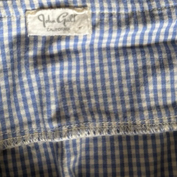 Blue White Gingham Crop Top Size S Spaghetti Strap Heart Neck Tie Back Y2K Cute - Image 3