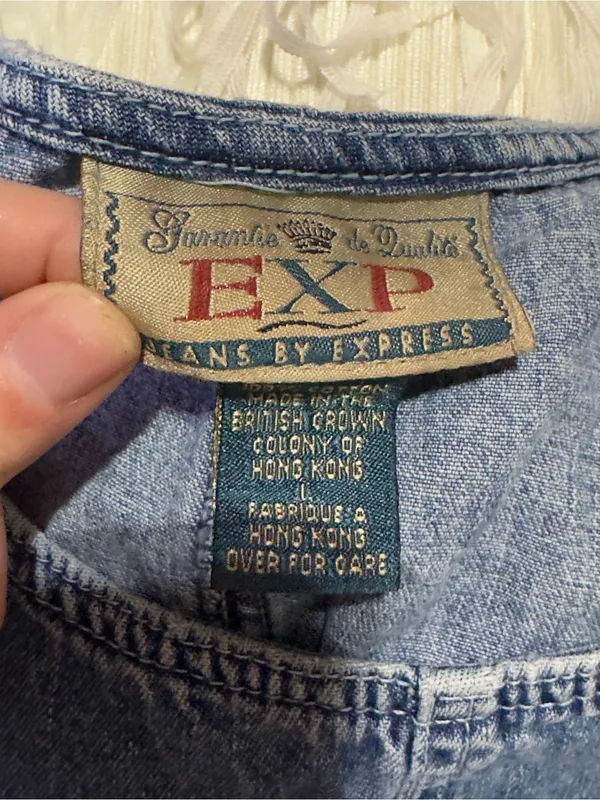 Vintage Sleeveless Blue Denim Pocket Shift Dress - Image 3