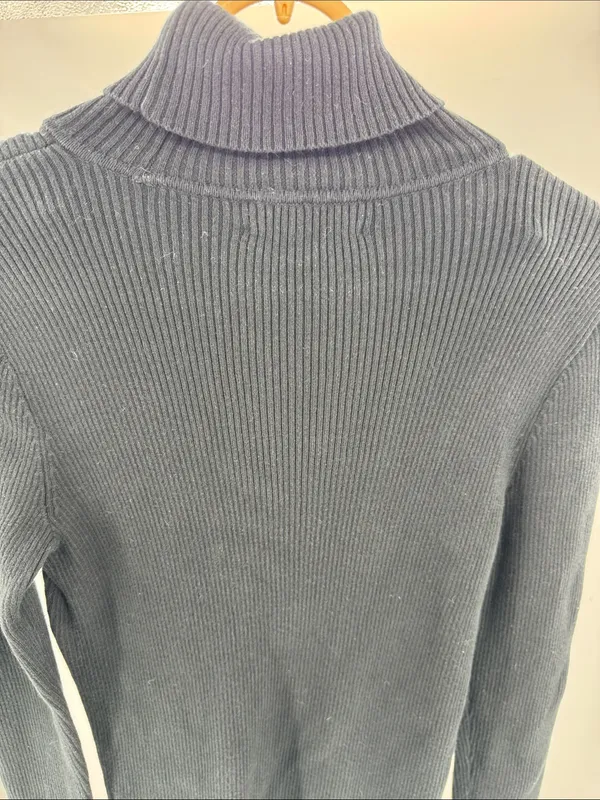 Lauren Ralph Lauren Ribbed Turtleneck Sweater Black M fall winter minimalist - Image 3