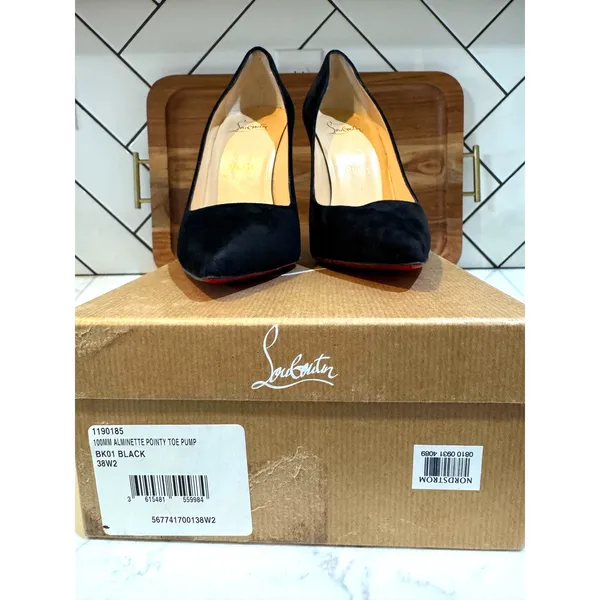 Christian Louboutin Alminette black suede 100MM pointed-toe pump size 38W2 - Image 3