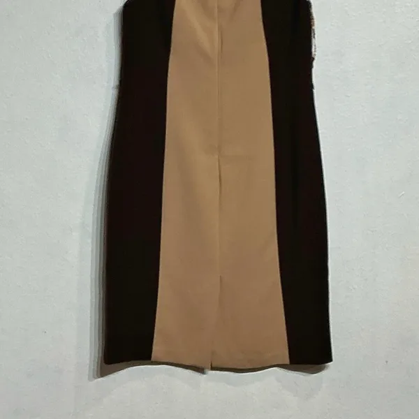 Anne Klein Tan Black Colorblock Sheath Dress Career Midi Sz 12 - Image 8