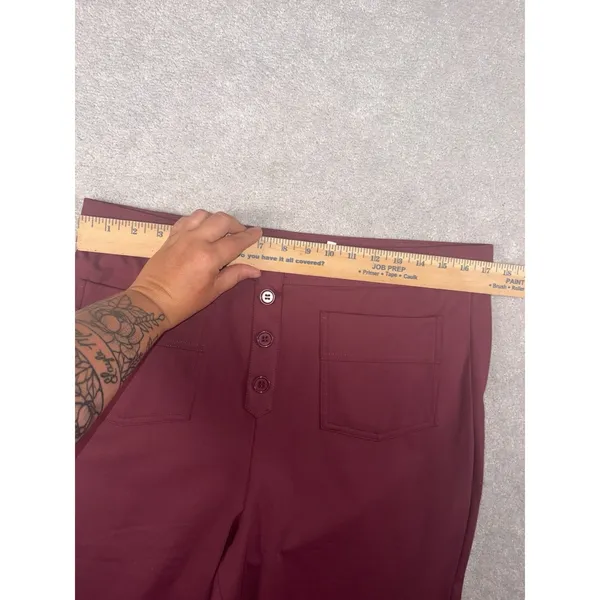 NWT Halara‎ Wide Leg Stretch Trousers Burgundy High Waist Smart Casual Size xl - Image 7