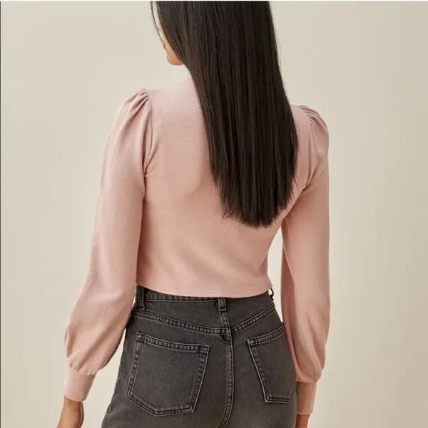 REFORMATION Cydney Mock Neck Top In Light Pink - Image 3