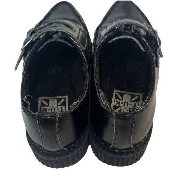 T.U.K Viva Mondo Cow Hair Leather Pointed Creeper Black Shoes Double Buckle 3/5 - Image 7