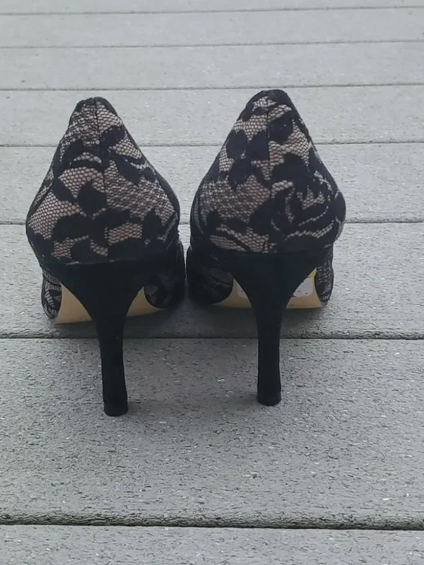 Nine West Black Lace Peep Toe Heels | Nine West Sorbet Heels - Image 5