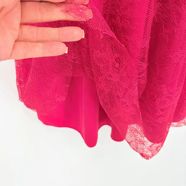 Layered with Love Mini Lace Dress Sz M New Red Hoco Coquette Corsette Fit Flare - Image 6