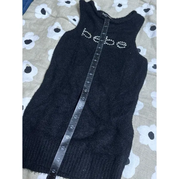 Bebe fuzzy black rhinestone tank top - Image 4