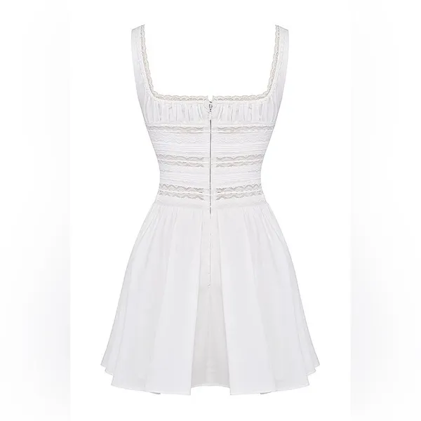 HOUSE OF CB 'Tiffani' White Lace Trim Mini Dress - Image 4