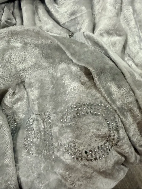 BCBGMaxAzria Silver Light Gray Velvet Zip Hoodie Set - Image 10