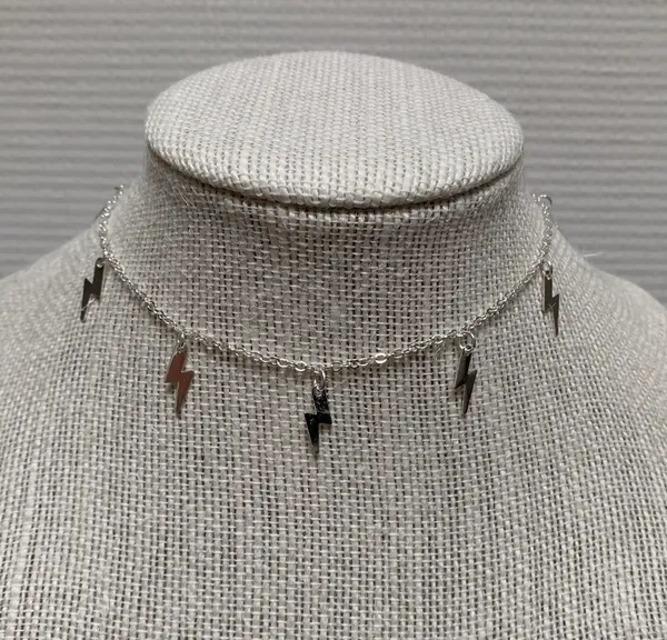 Silver Lighting Bolt Costume Jewelry Necklace - Image 2