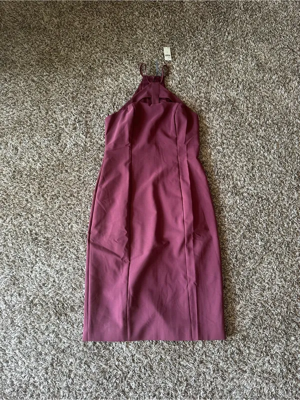 By Anthropologie Halter Cutout Slim Midi Dress in Cherrywood - Image 5