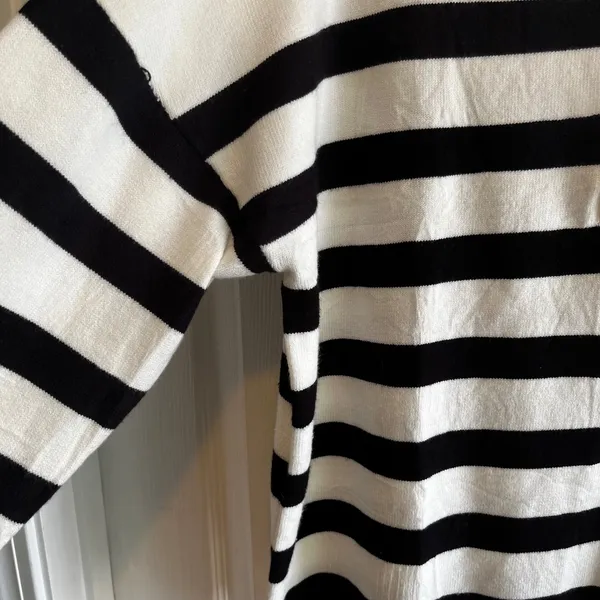 Wiholl Striped Knit Sweater Mock Neck‎ Ivory and Black NWT - Image 4