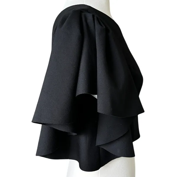 Elliatt Komodo One Shoulder Ruffle Sleeve Crop Top M Black Coquette Vampy Goth - Image 4
