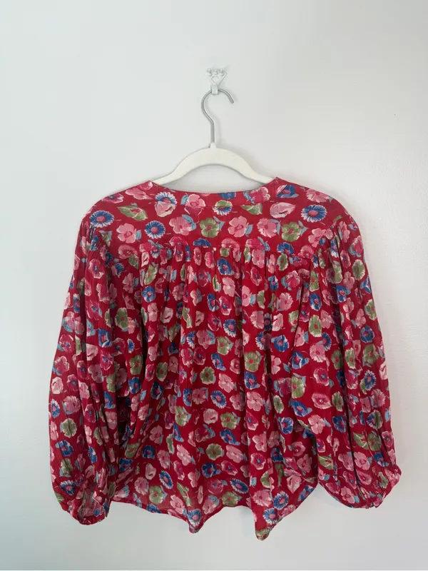 Anthropologie Pilcro The Sidney Batwing Blouse Red Floral XS NEW - Image 3
