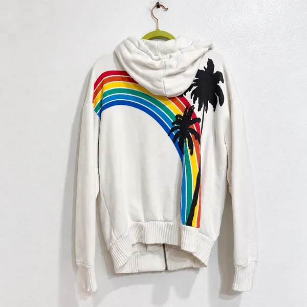 Spiritual Gangster Palm Finn Zip Hoodie Stone Rainbow Sz M - Image 9