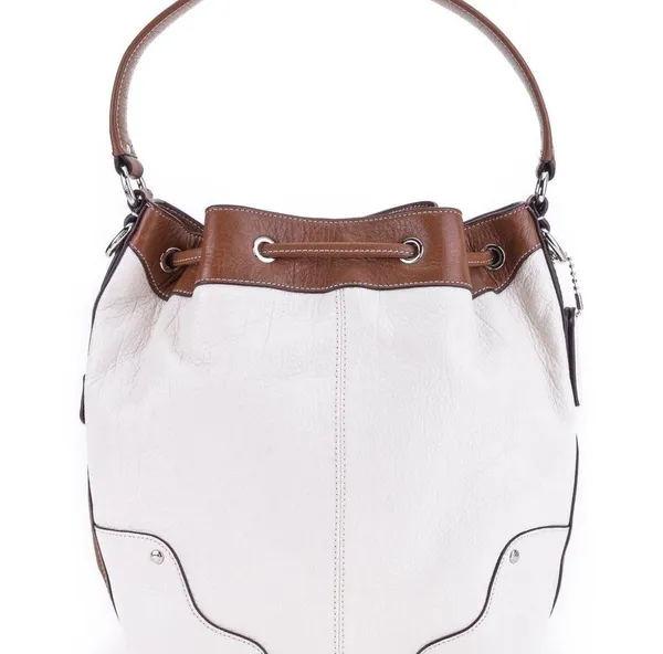 Coach Chalk & Saddle Mickie Leather Drawstring Bag - Image 3