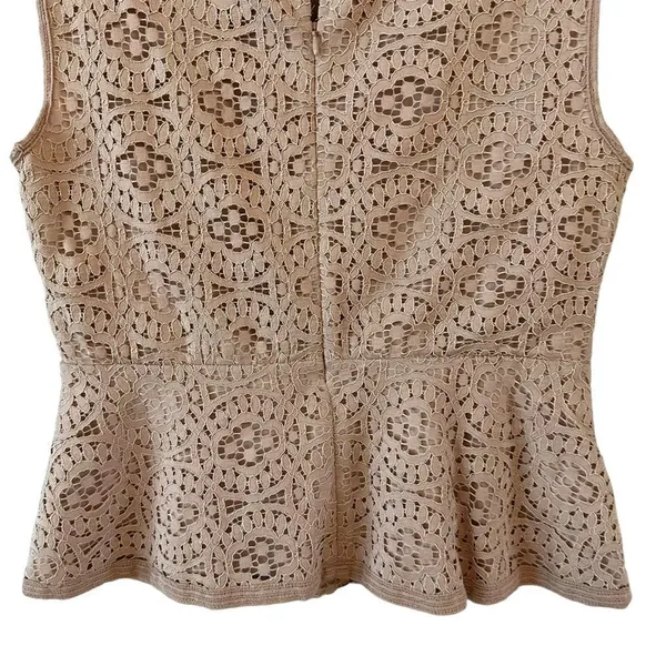 Ann Taylor Lace Sleeveless Top in Beige - Image 4