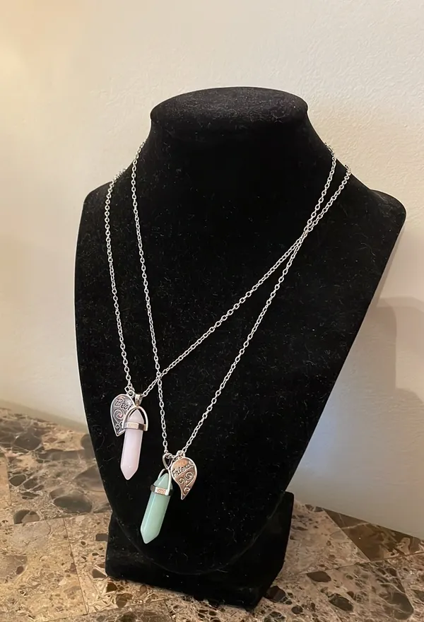 Silver Heart Best Friend Crystal Stone Necklaces - Image 13