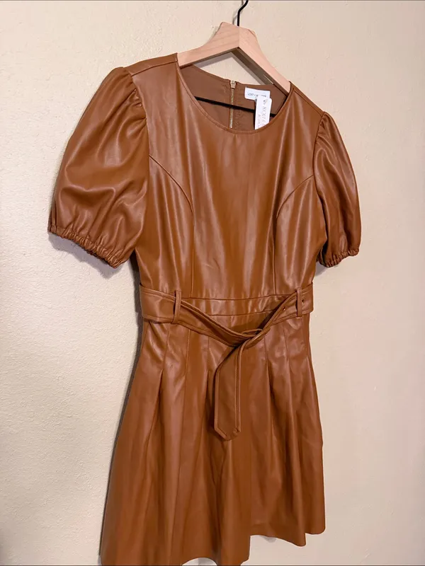 Lost + Wander Faux Leather Dress Size Medium NWT Set The Scene Mini Dress - Image 4