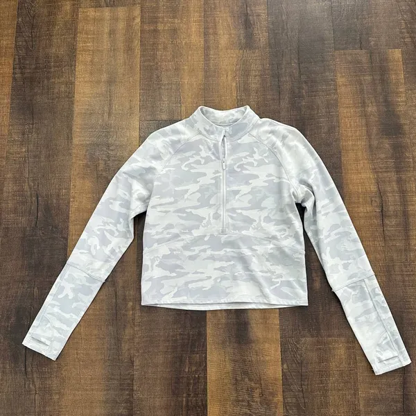 Lululemon Pace Pursuit Long Sleeve White Camo Top Size 6 - Image 2