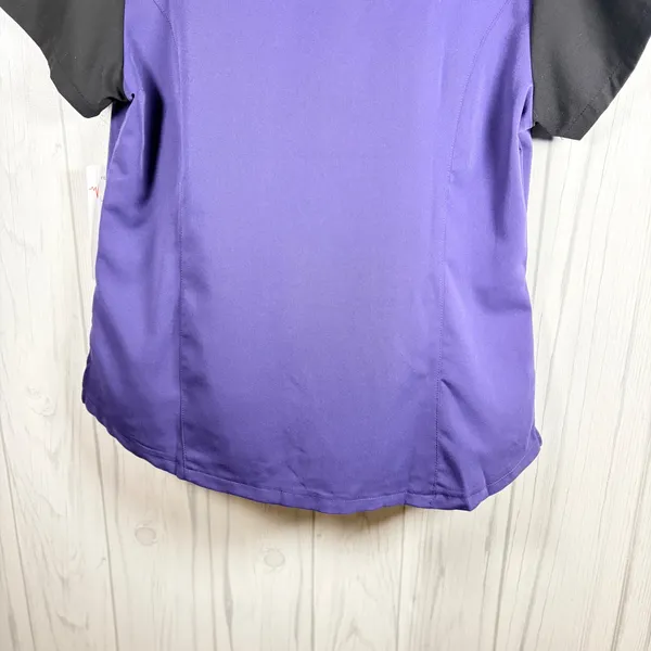 NWT RBX Mixed Media Medical Scrubs Top Purple Black Gray, Large - Image 7